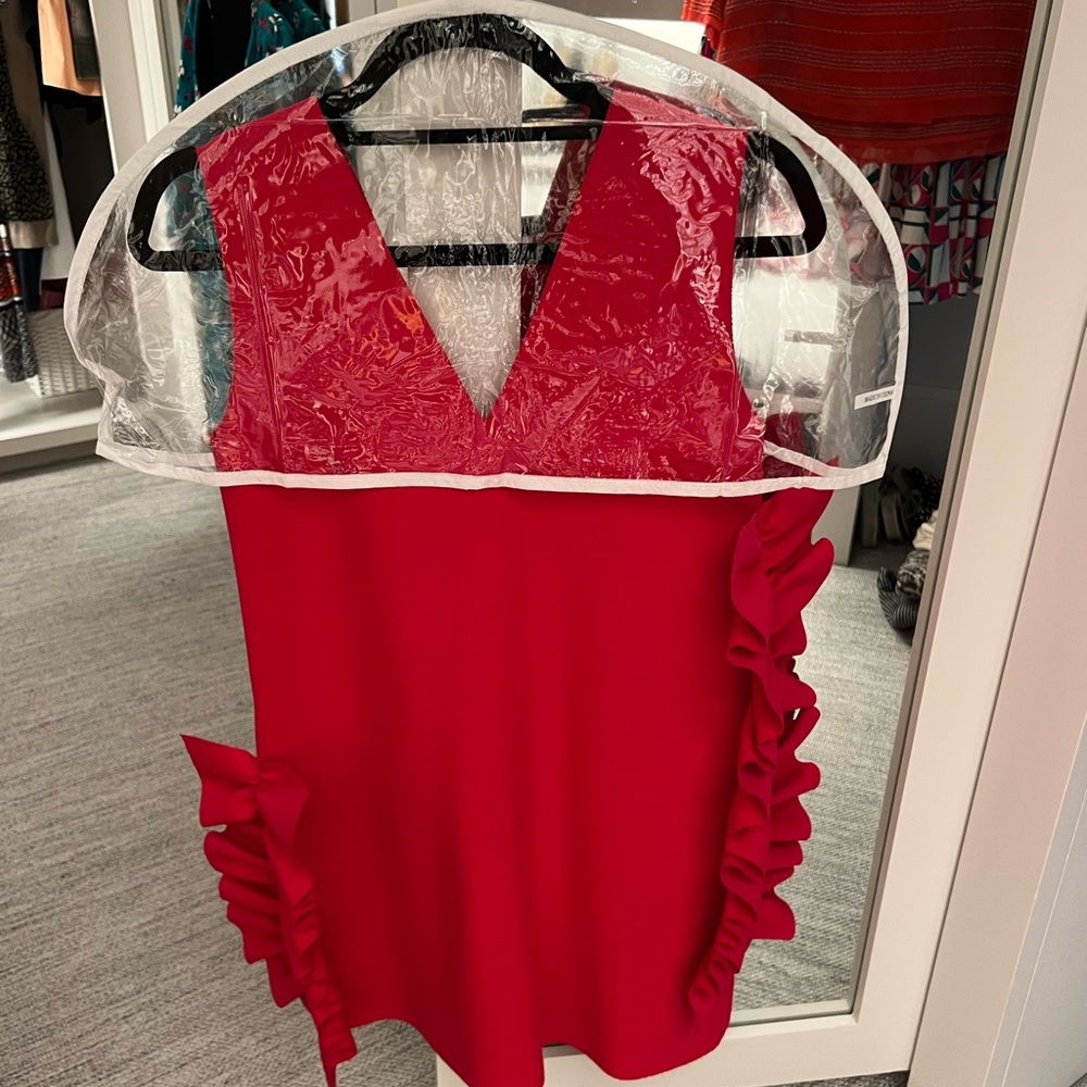 MSGM magenta ruffle crepe dress! - Picture 2 of 6